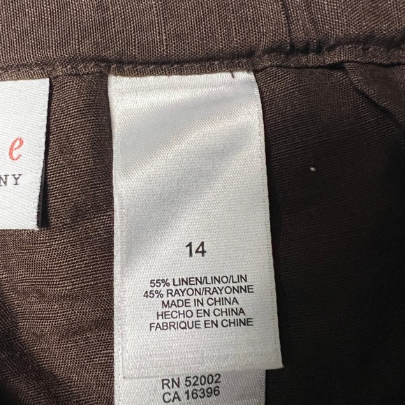 First Issue Liz Claiborne Brown Linen Blend Drawstring Pants Size 14 Monochrome - Picture 5 of 13